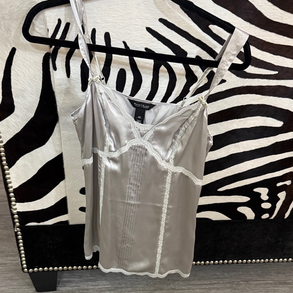 New without tags. White House Black Market Satin Camisole with Lace adjustable